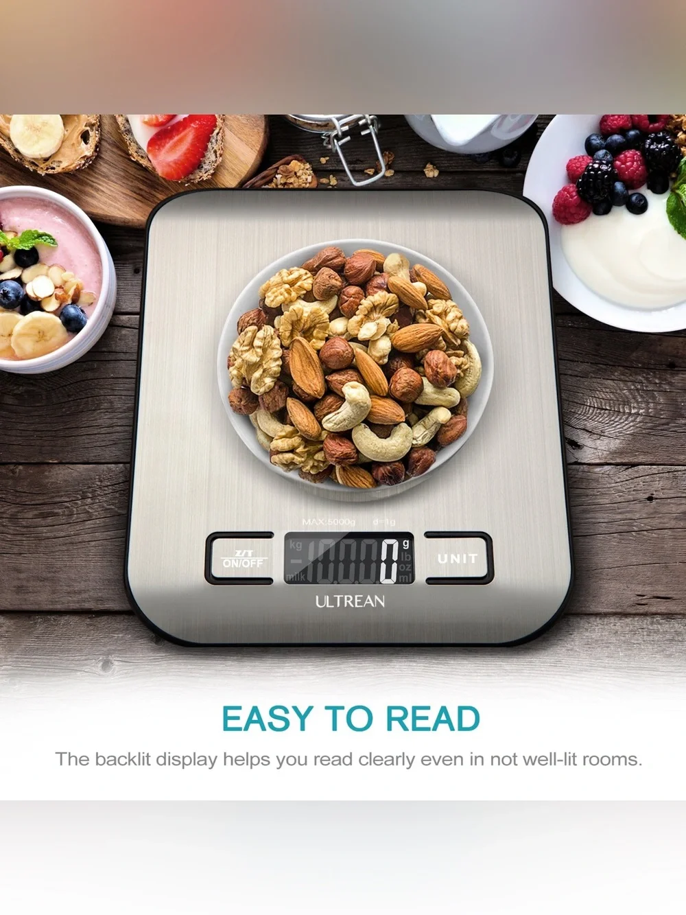 Ultrean Rechargeable Digital Kitchen Scale USB-C Food Scale 33 lb